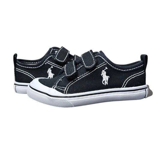 POLO RALPH LAUREN New Karlin Ez Shoe Unisex Kids Black Canvas Sneaker - Picture 3 of 11